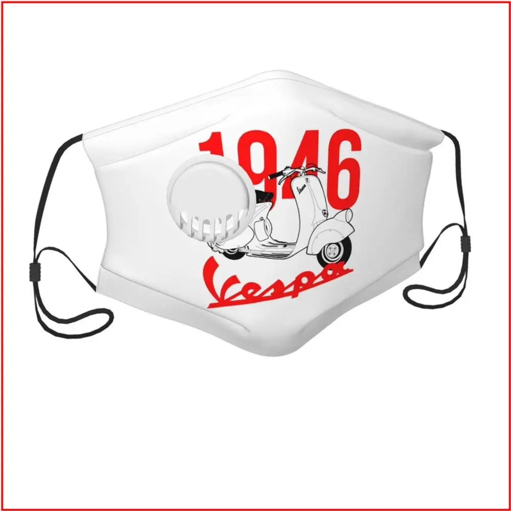 

Маска для лица Vespa 1946 для мужчин и женщин, регулируемая дышащая маска для подводного плавания, охлаждающая черная многоразовая моющаяся маска для лица с фильтром