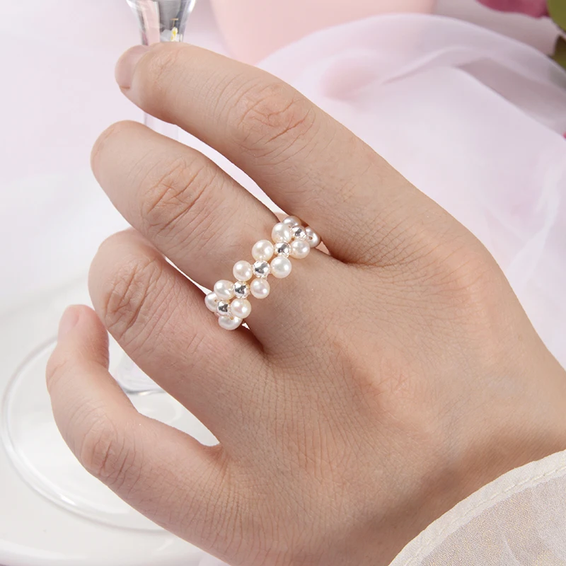 Женское кольцо из серебра с пресноводным жемчугом|Кольца| |