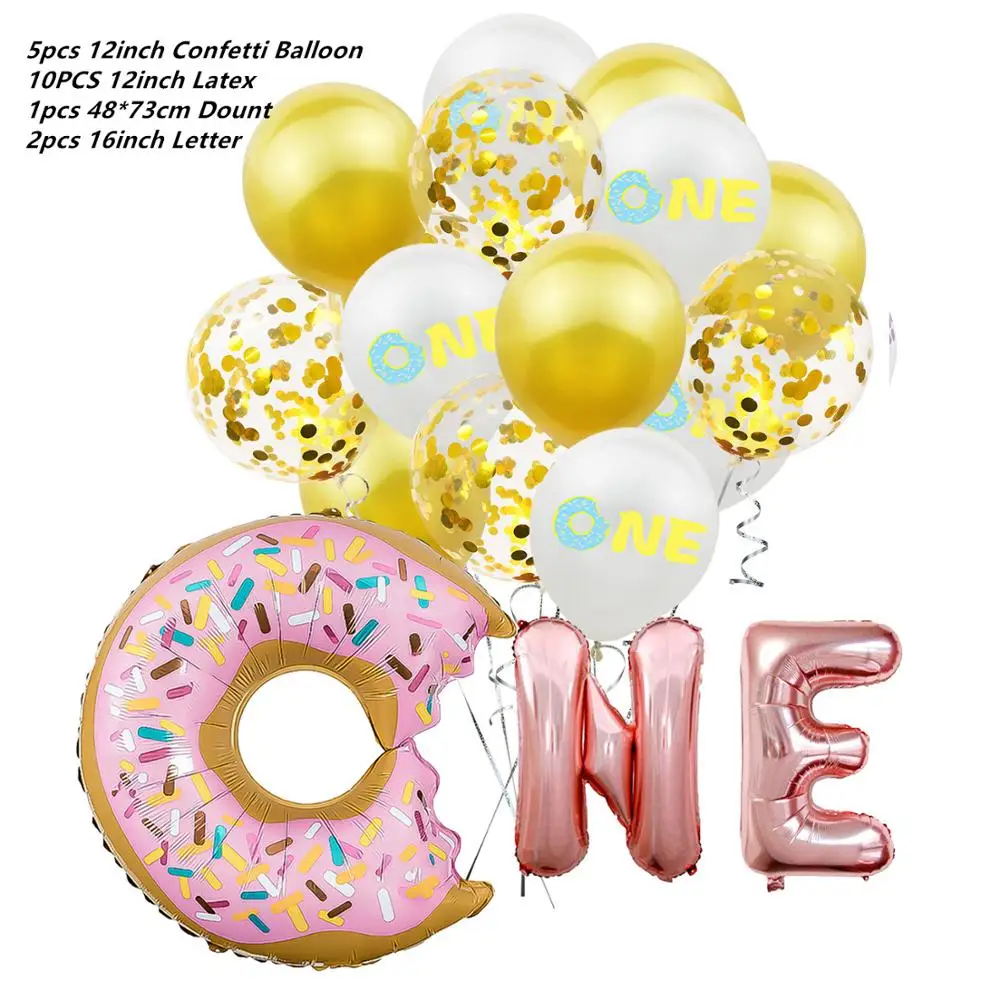 15pcs balloon Пончик тематические праздничные бумажные соломинки 10 шт. чай время пончики десерт для маленьких детей события День Рождения украшения питьевой соломы поставки - Цвет: 15pcs balloon