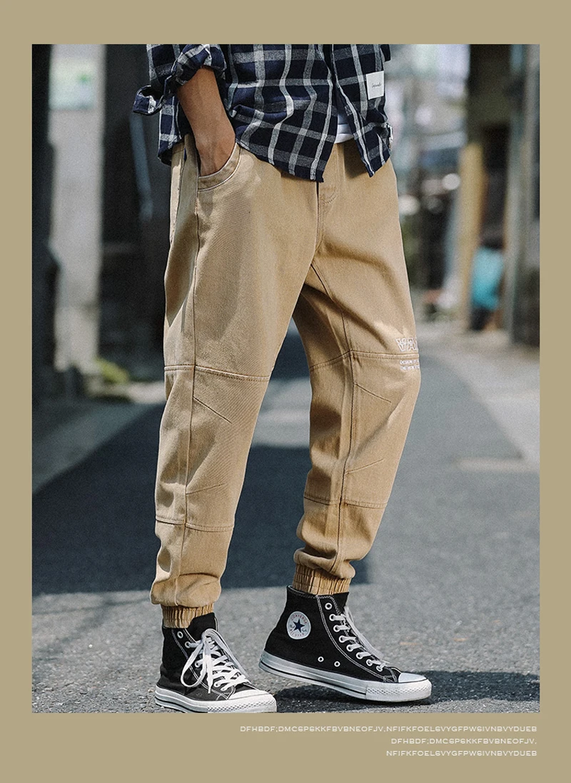 Fashion Streetwear Men Jeans Loose Fit Spliced Designer Denim Cargo Pants Harem Jeans Men Japanese Style Hip Hop Joggers Jeans
