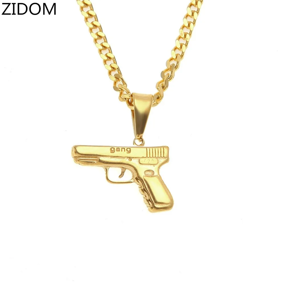 Новинка 2018 ожерелье с подвеской в стиле хип хоп изображением пулемета|Ожерелья