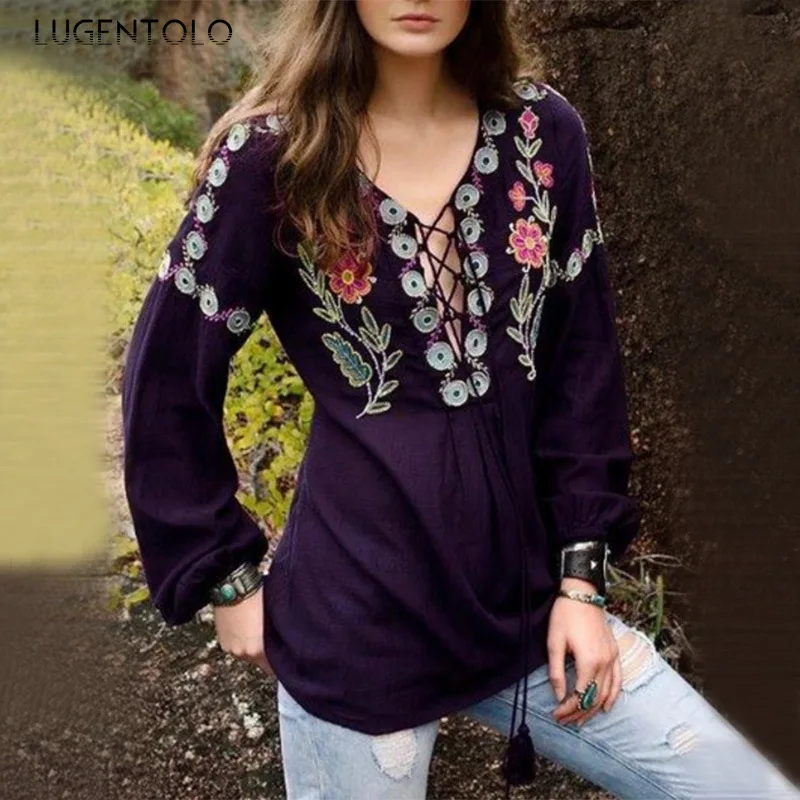 

Lugentolo Harajuku футболка с длинным рукавом женская футболка большого размера на осень с модным принтом и кулиской для женщин