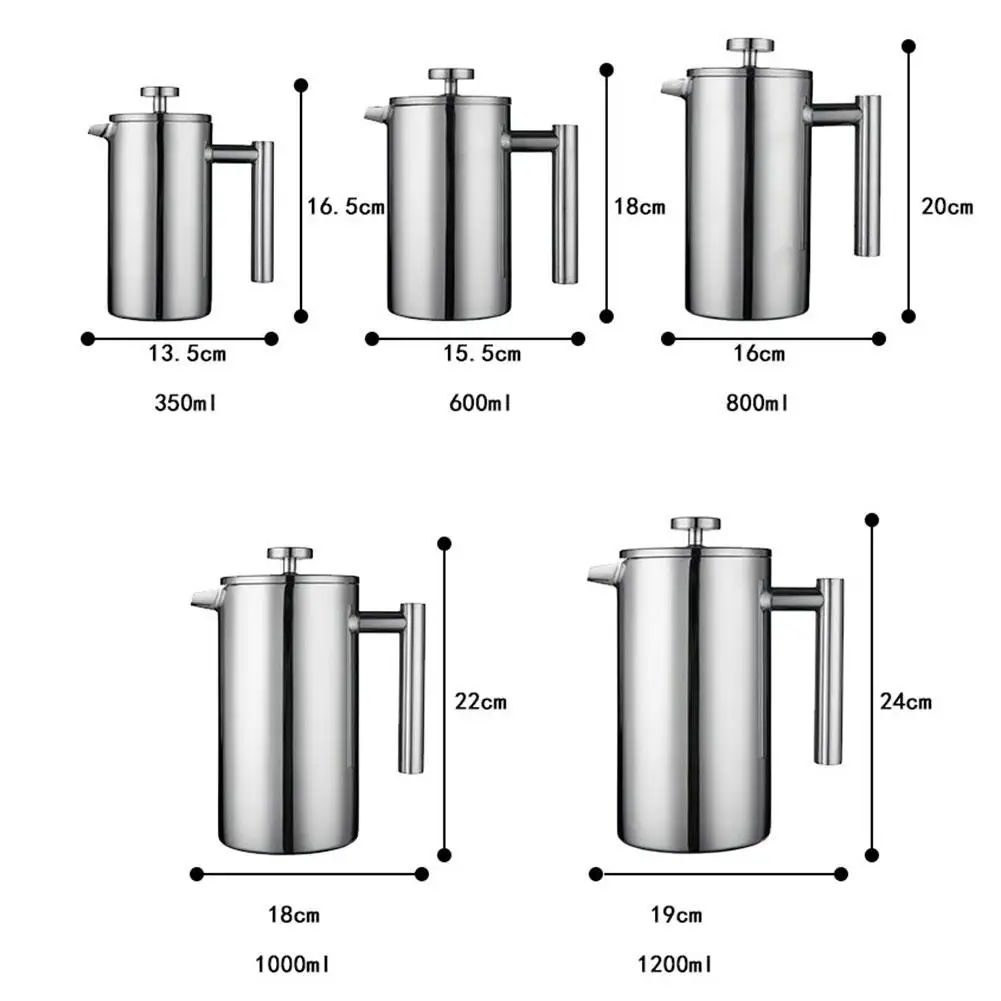 Кофемашина из нержавеющей стали с двойными стенками и 2 уровнями фильтрации