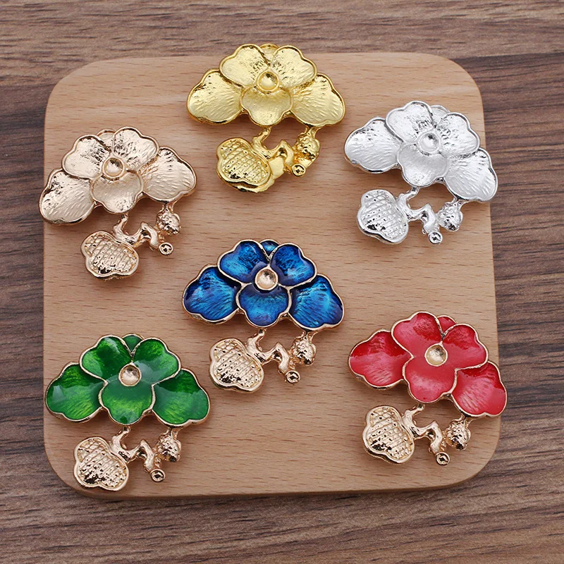 

10 PCS 36*36mm Retro Style Metal Alloy Drops Of Oil Enamel Flower Connector DIY Handmade Accessories For Jewelry Making