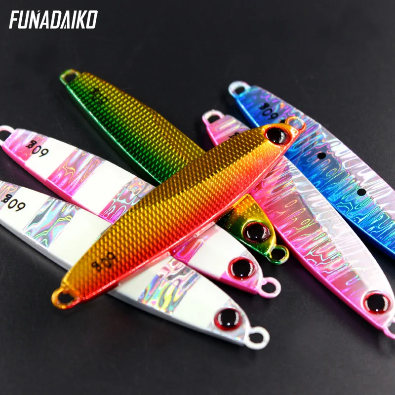 FUNADAIKO приманки для морской рыбалки, приманки для рыбалки, 40 г, 60 г, искусственная светящаяся металлическая приманка