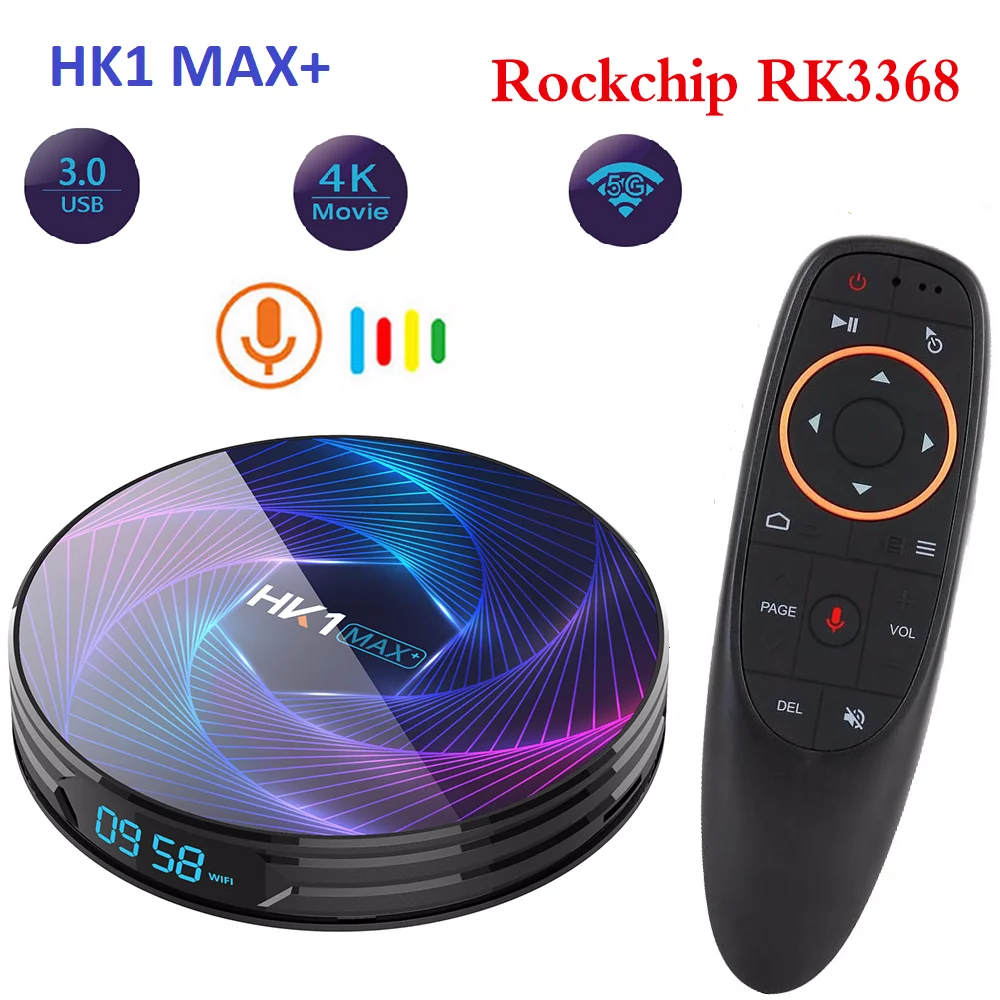 Восьмиядерный процессор Skywoods HK1 MAX Plus Android 9 0 4 Гб 128 ГБ 64 32 RK3368PRO 1080P H.265 4K youtube Netflix