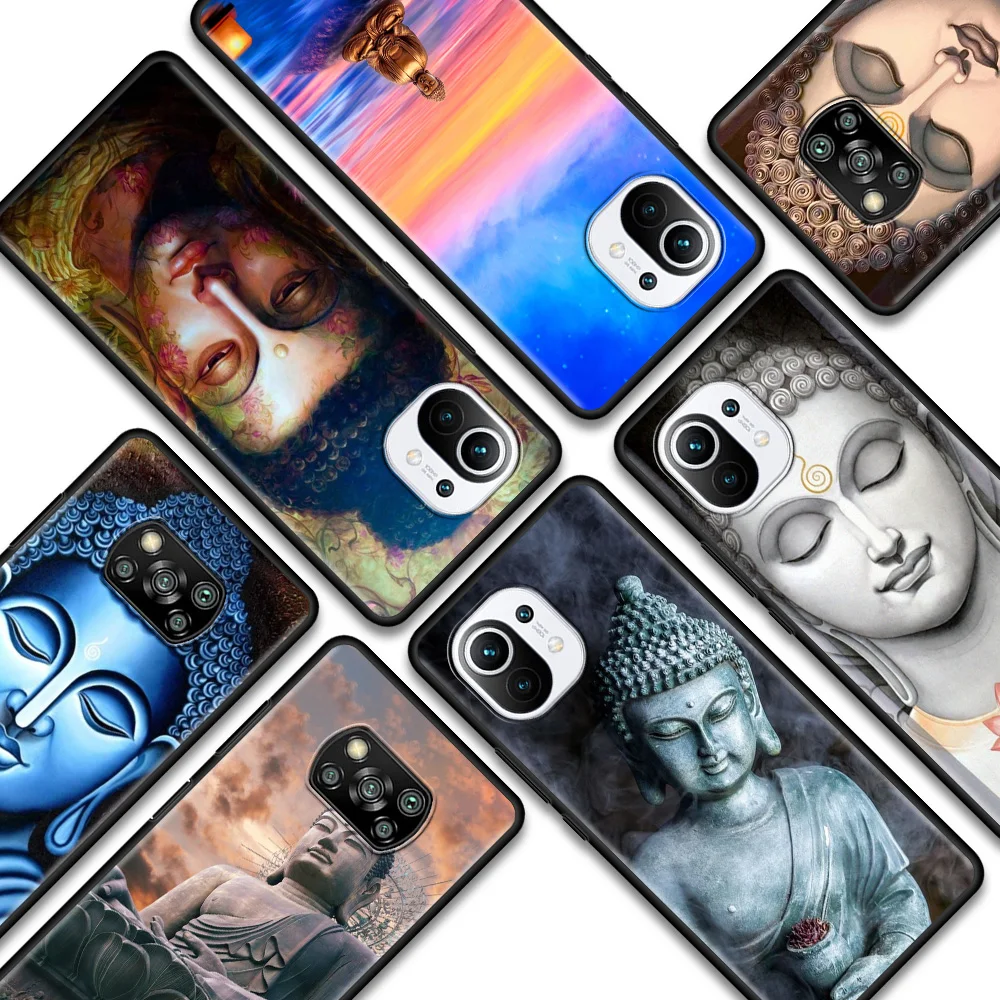 

Black Phone Case For Xiaomi 11 11X 10T 9T 10 8 Lite Ultra Pro 11i 10S 9 SE Fitted Coque Silicone Fundas Gautama Buddha