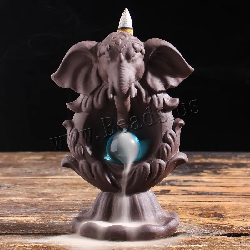 

Керамическая курильница в форме слона с обратным потоком, керамическая курильница с шариком, портативная фарфоровая курильница для домашн...