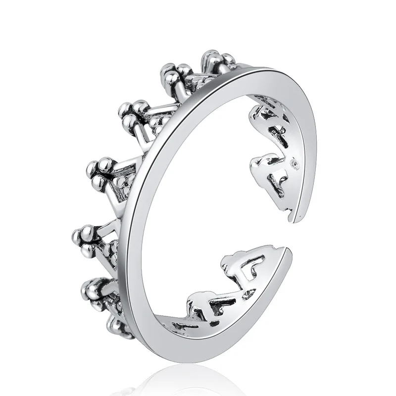 

Vintage 925 Sterling Silver Crown Rings For Women Party Wedding Fashion Brand Ring Jewelry Gift A155