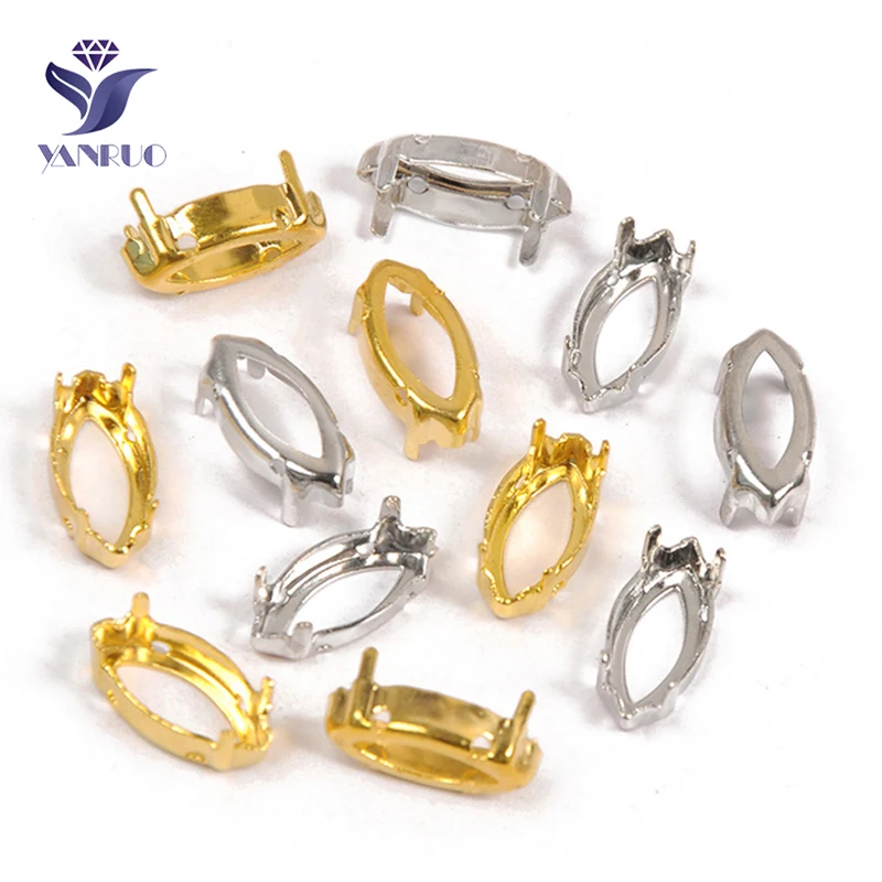 YANRUO 4200 4227 Navette высокие металлические швейные когти заостренный Стразы сшитые