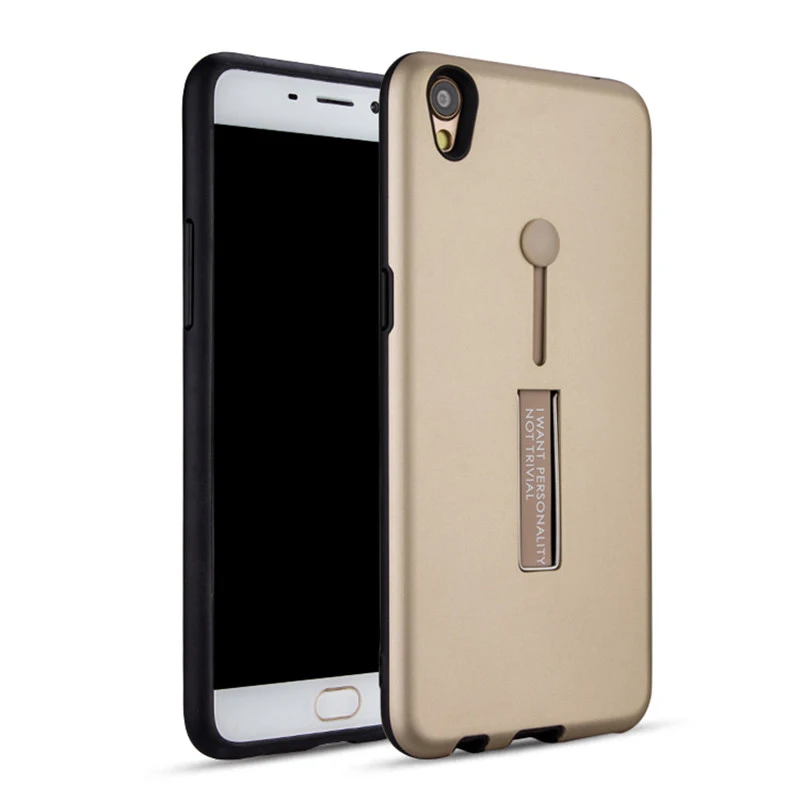 UPaitou противоударный чехол для OPPO F9 Pro F7 F5 Youth Lite F3 F1 Plus F1S чехол с металлическим кольцом и резиновой задней крышкой - Цвет: Золотой