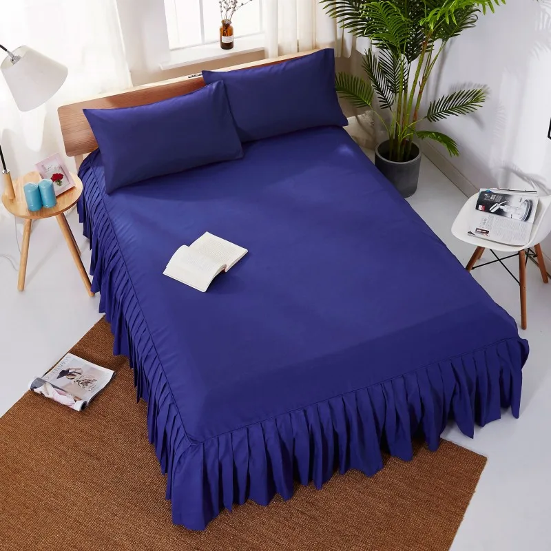 Royal Blue Белые плиссированные кровати юбки твердые постельные принадлежности простыни матрас Декор протектор ST58 покрывало для дома и общежития постельные принадлежности Чехлы - Цвет: Royal Blue