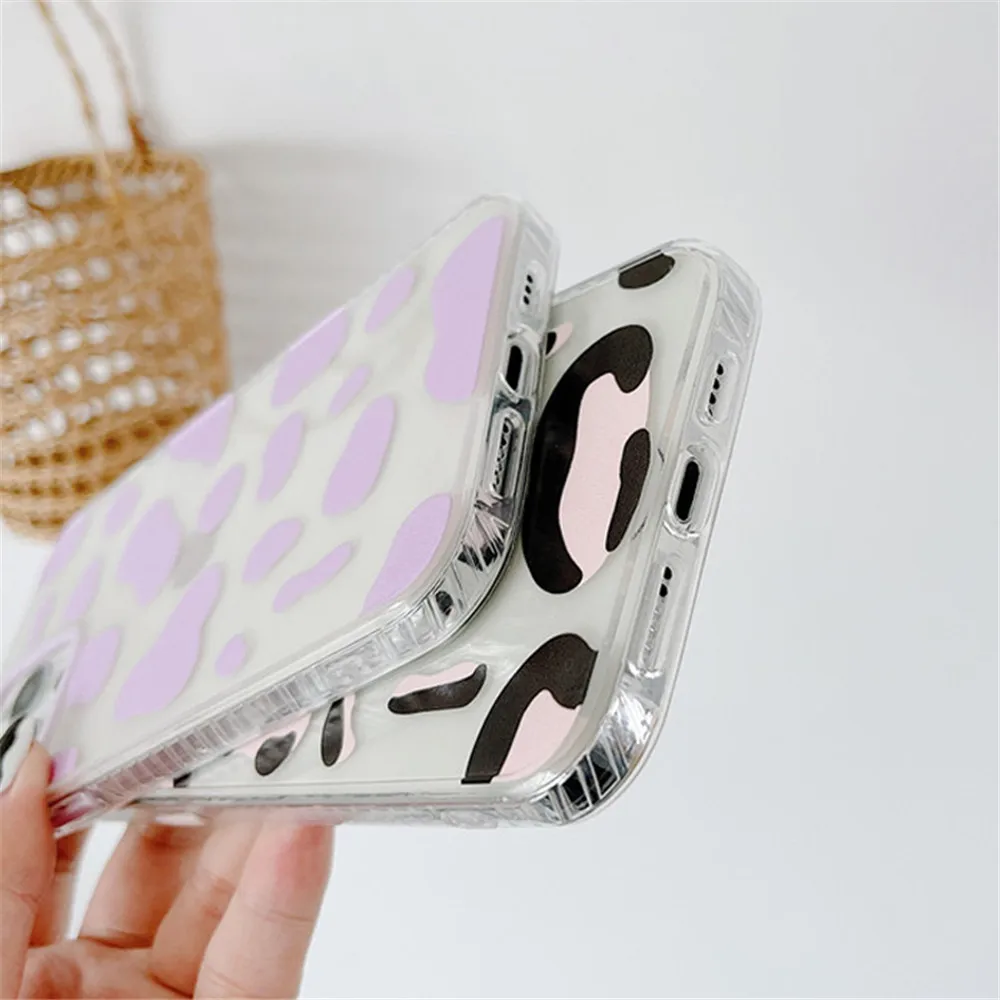 

moskado Fashion Leopard Transparent Phone Cover For iPhone 12 Mini 11 Pro Max X XR XS Max 7 8 7Plus Soft Silicone TPU Back Cases