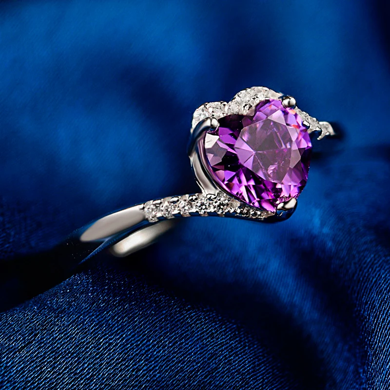 Женское маленькое кольцо с натуральным аметистом очаровательные свадебные