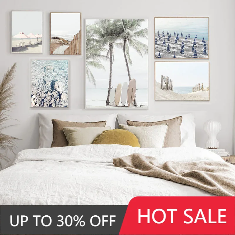 Рождественская Картина на холсте современный постер для тропического пляжа зонт