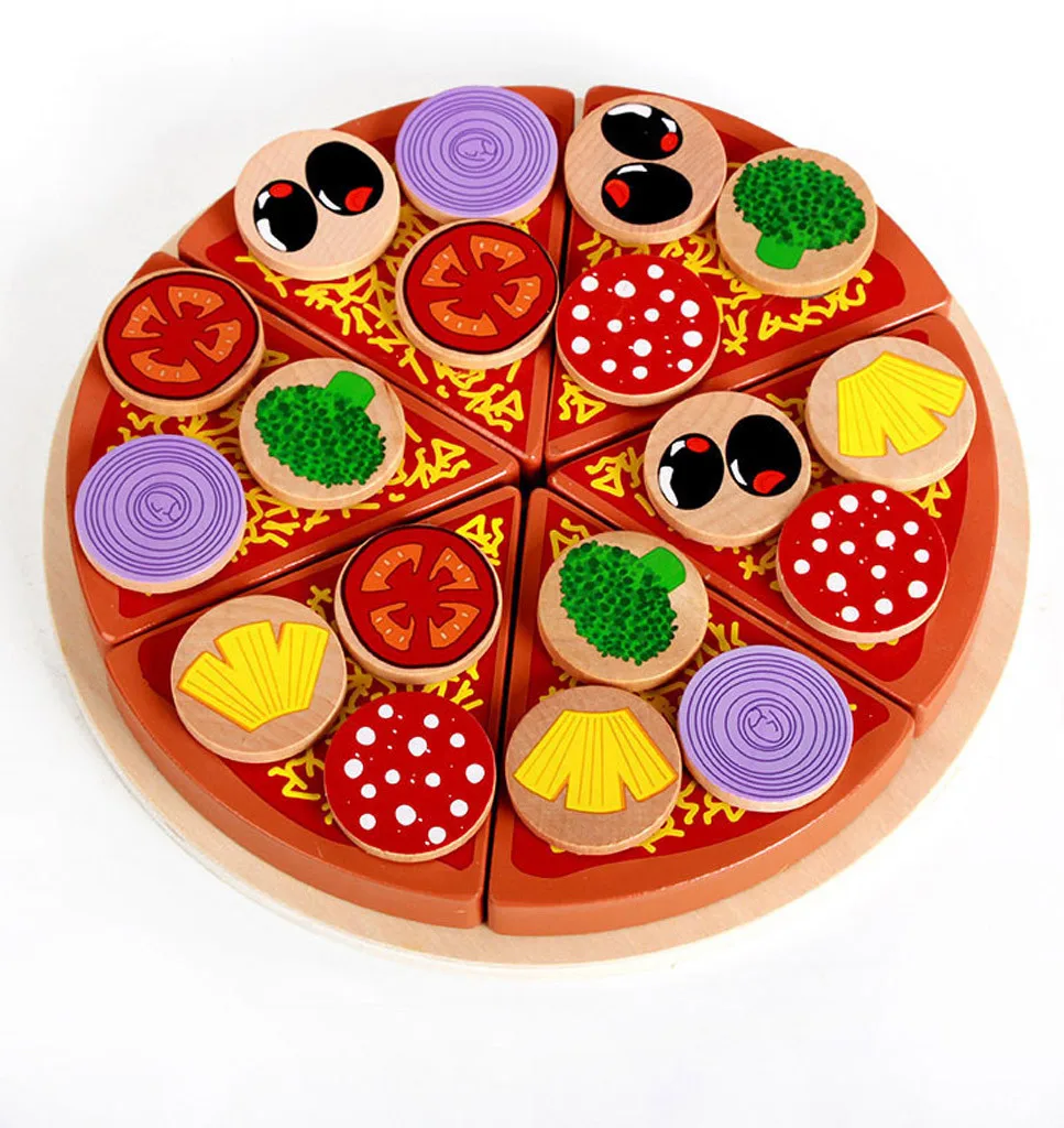 

Children's educational toys Pizza Wooden Toys Food Cooking Simulation Children Kitchen Developmental Baby Kids gift Toy L0120