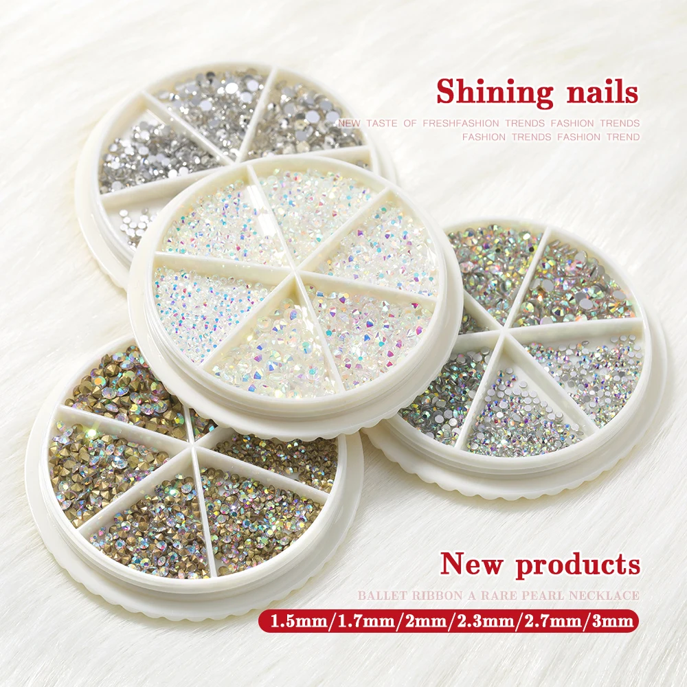 

Nail Art Tiny Small 0.8-3mm Mixed Size 3D Flat Bottom Drill Point BottomDesign Super Flash DiamondJewelry Manicure DIY Decora