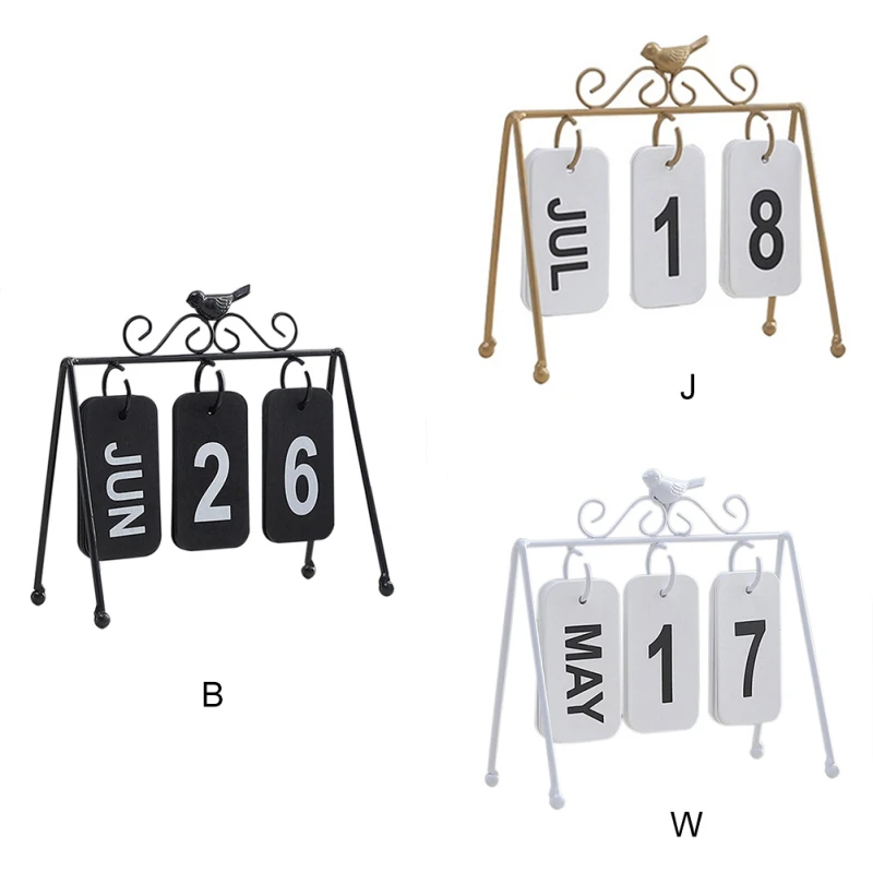 

Hot Unique Decorative Calendar Wrought Iron Small Bird Calendar Decoration For Office Home Desktop