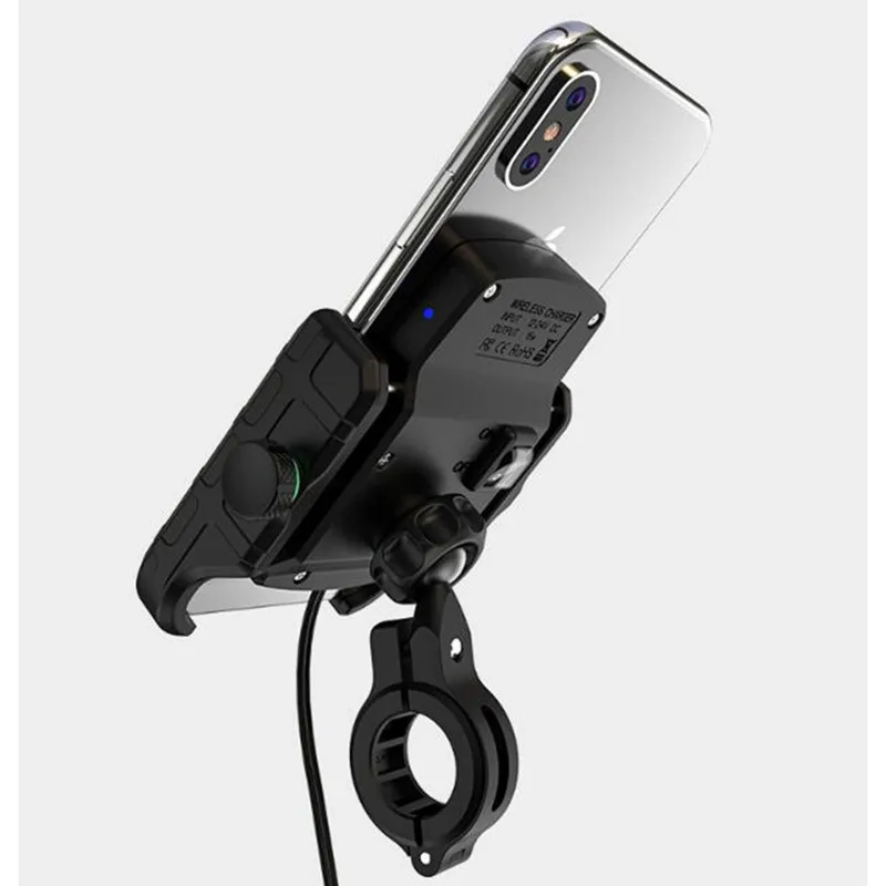 waterproof 12v motorcycle phone qi fast charging wireless charger bracket holder mount stand for iphone xs max xr x 8 samsung free global shipping