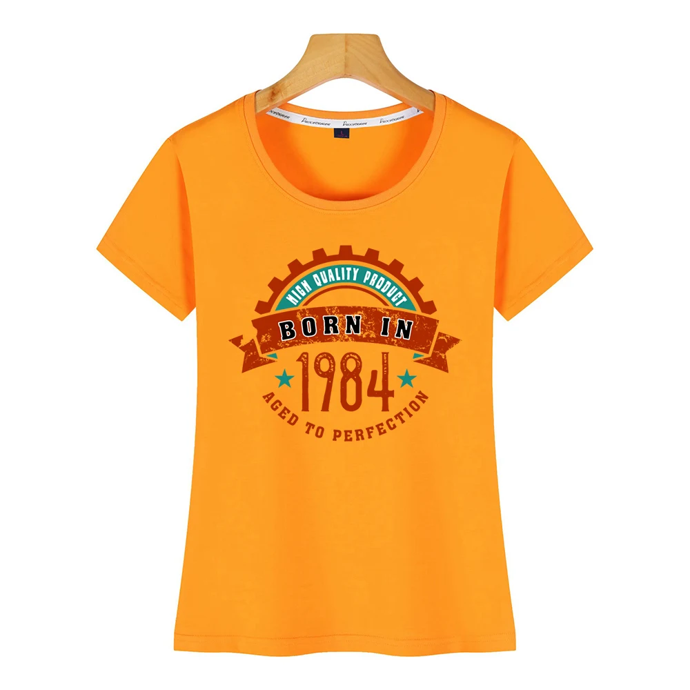 Tops T Shirt Women born in the year 1984 c Fashion White Short Female Tshirt | Женская одежда