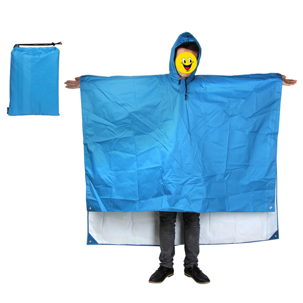 

1pc 3 In 1 Outdoor Raincoat Multifunctional Backpack Rain Cover Waterproof Tent Mat Awning Climbing Cycling Hiking Rain Coat