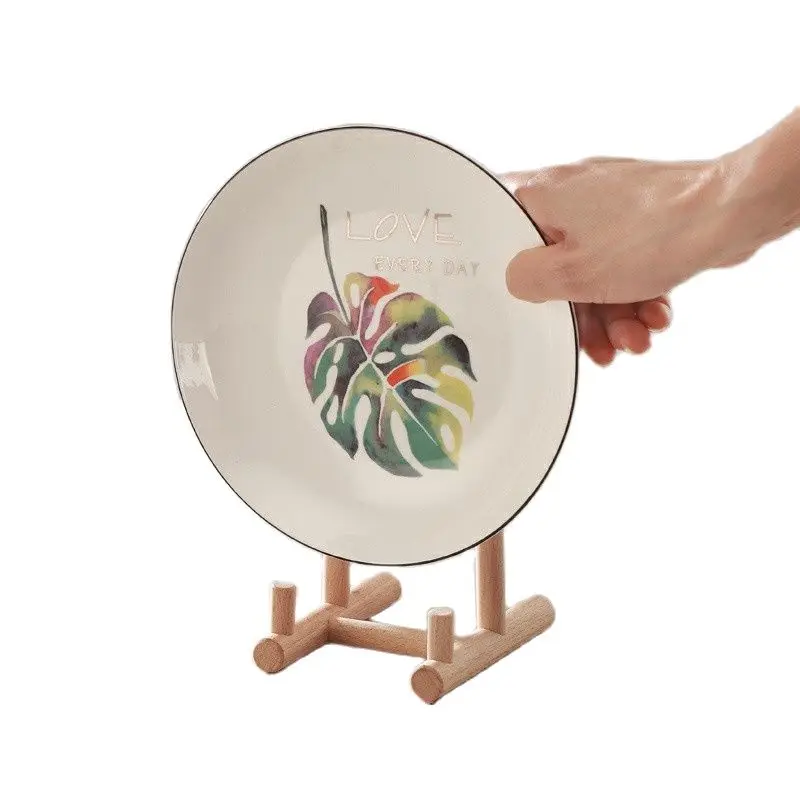 1pc Storage Rack Plate Stands Wooden Art Display Stand different sizes Support Holder for Bowl Plate Plaque Home Decor Tools