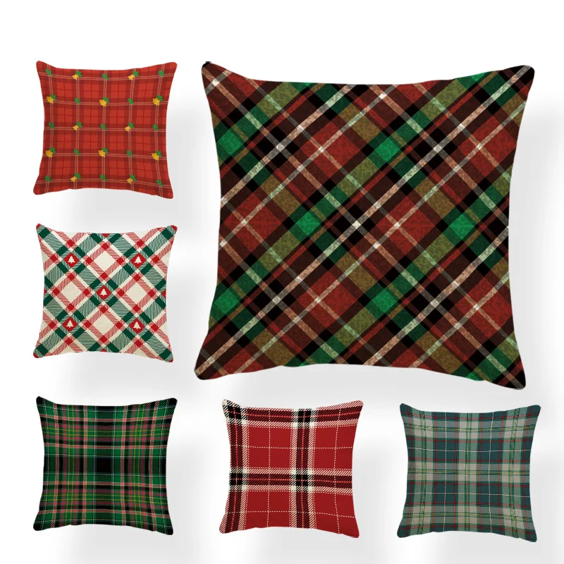

Рождественские наволочки Buffalo Check, клетчатая наволочка, декоративные подушки для дивана, рождественские украшения для дома, 45*45 см