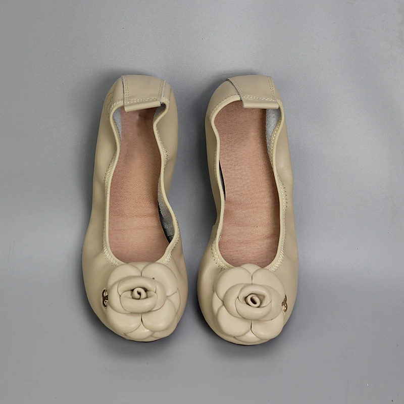 

Genuine leather Super soft foldable ballet Shoes driving Shoes flat women's sneakers large size 43 Comfortable Maternity Shoes