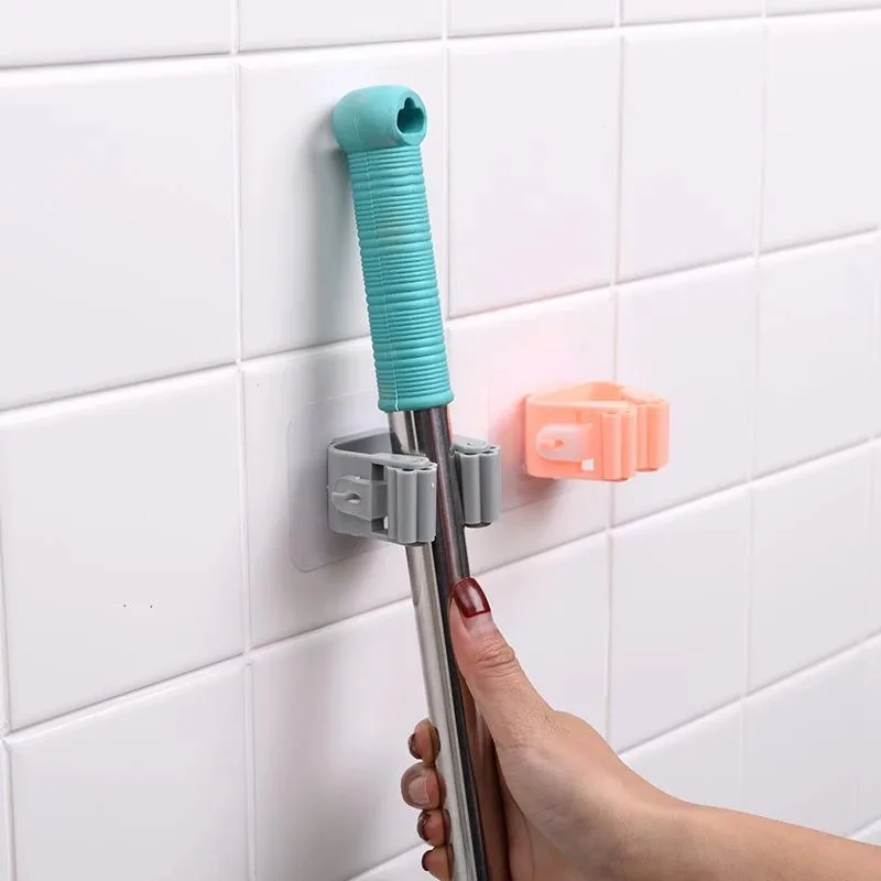 

Kitchen Organizer Accessories Wall Mounted Mop Holder Brush Broom Hanger Storage Rack Bathroom Suction Hanging Pipe Hooks Cocina