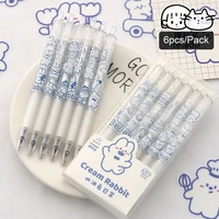 6pcslot 0 5mm cute rabbit black gel pen press type writing pen cream rabbit sketch pen kawaii school stationery supplies