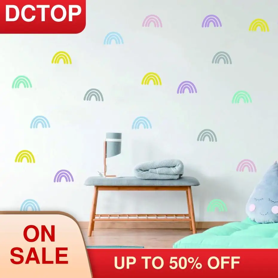 Цветные радужные наклейки с мультяшным рисунком DIY настенные для детей детские