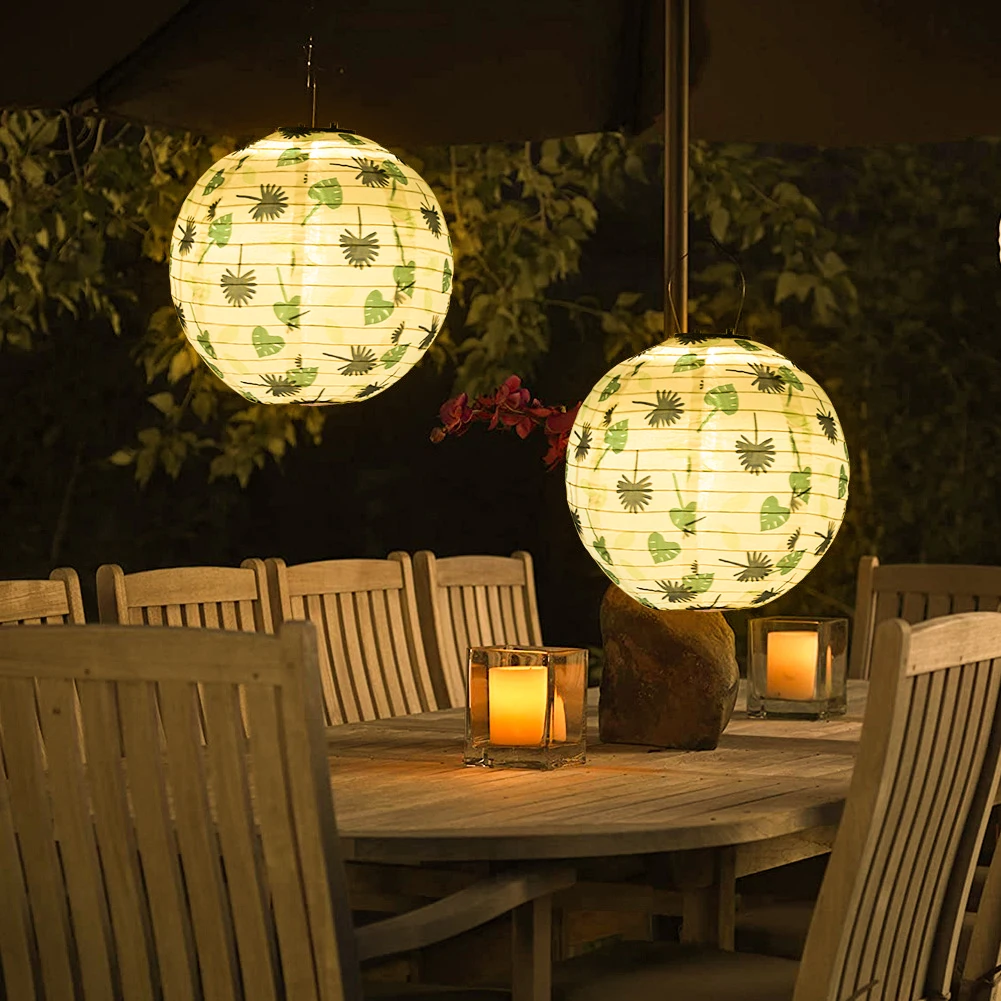 

LED Solar Lamp Waterproof Nylon Leaf Painting Lantern Lamp Outdoor Hanging Lights for Restaurant Festival Ornament Home Decor
