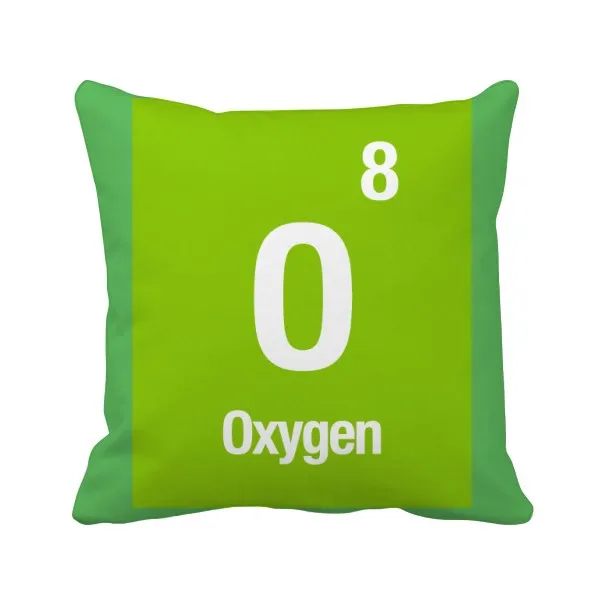 Квадратный чехол для подушки с изображением кислородных химических элементов |