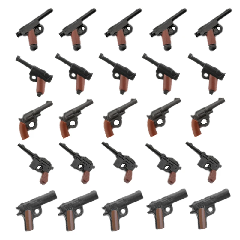 MOC WW2 военное оружие, пистолет, солдат, фигурки, строительные блоки, кирпичи, аксессуары, части, обучение мозгу, детские подарки, игрушки