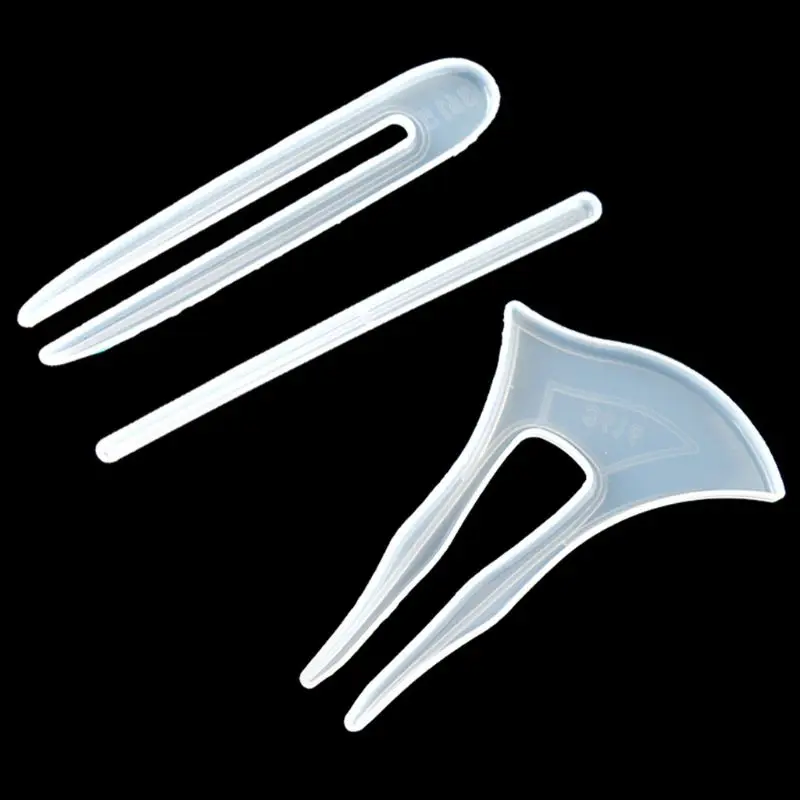

3Pcs Clear Hairpin Molds Hair Stick Silicone Molds Headdress Hair Pin Epoxy Resin Casting Mold Jewelry Making DIY Craft