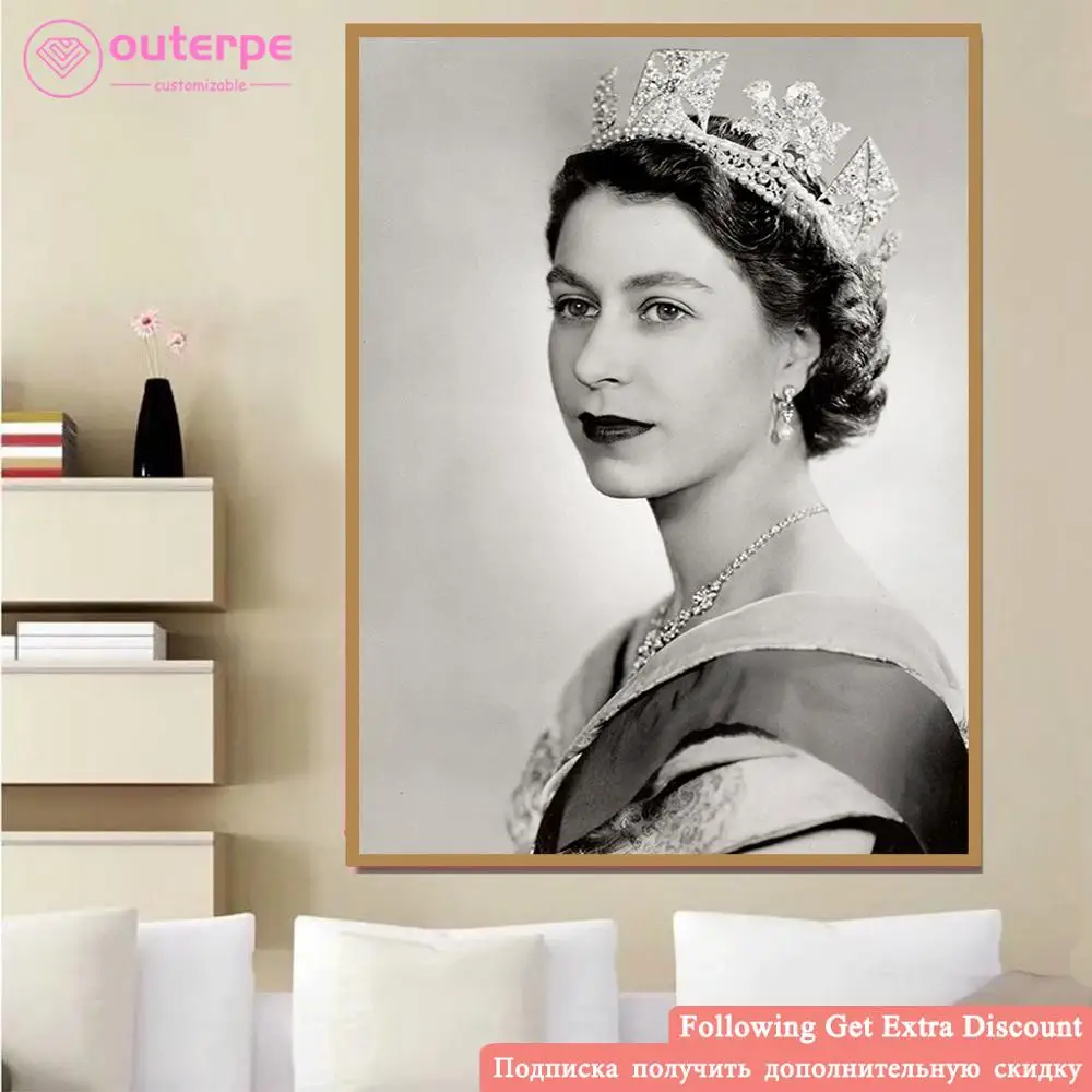 

Elizabeth II Young portrait Queen Canvas Painting High Quality Posters and Prints Wall Art Canvas For Bar Living Room Wall Decor