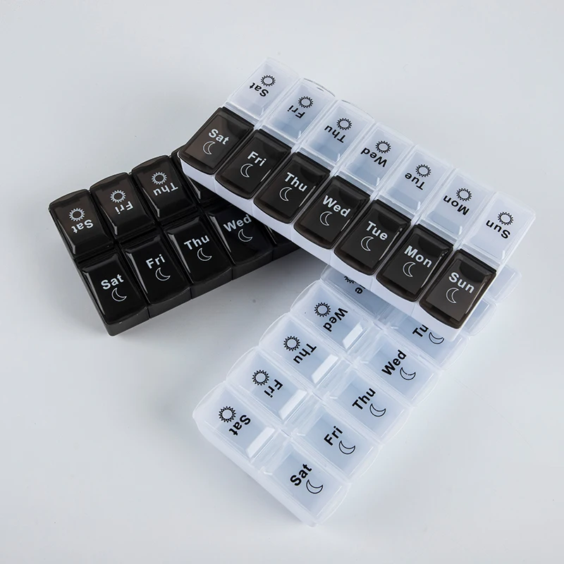 

2 Row (AM PM) 7 Days Weekly Pill Case 14 Grids Medicine Tablte Dispenser Organizer Pill Box Pill Storage Organizer Container