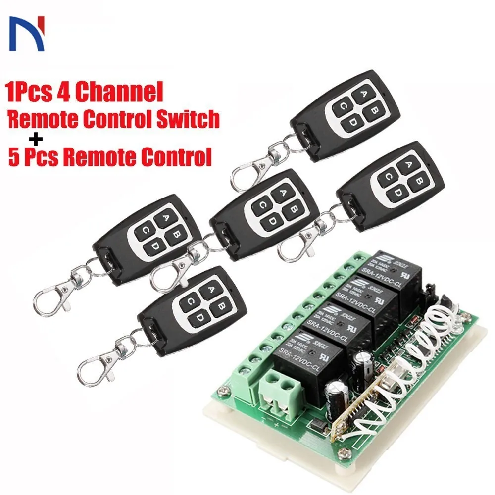 

Wireless Remote Control RF Switch 433mhz DC 12V 4CH 4 Channel Wireless Remote Control Switch Relay Receiver Module Transmitter