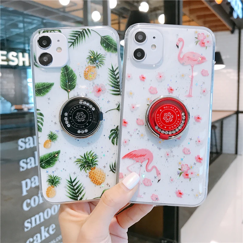 Силиконовый прозрачный мягкий чехол для телефона iphone 11 pro X XS MAX XR 6 6s 7 8 plus Фламинго