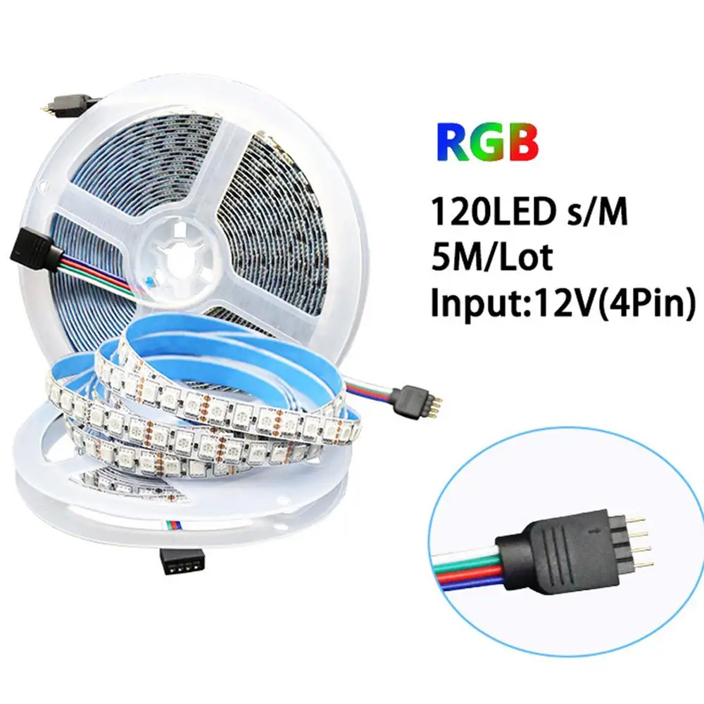 Светодиодная лента RGB водонепроницаемая IP65 5050 12 В 600 светодиодов 5 м гибкая