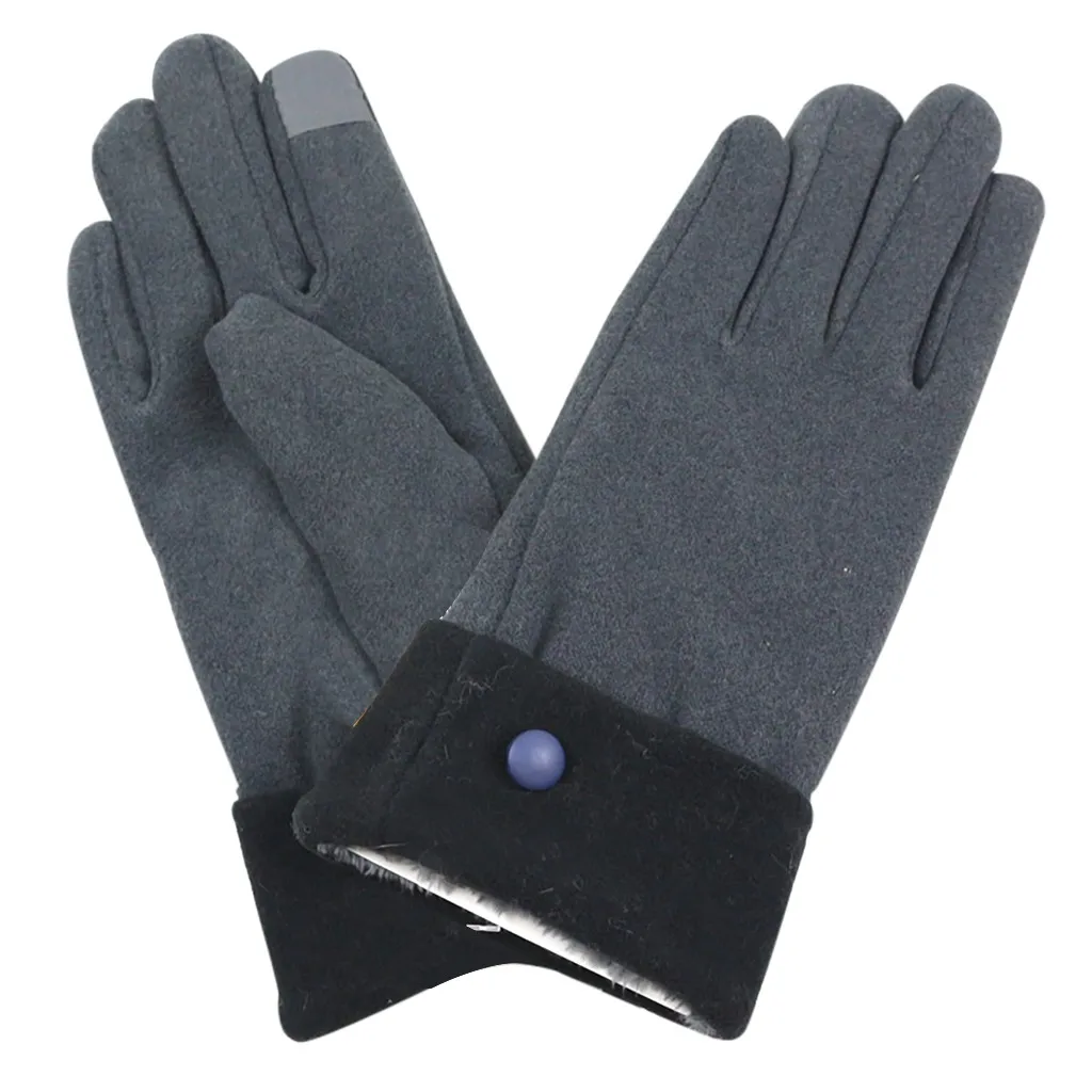 Модные женские зимние противоскользящие перчатки с пуговицами мягкой