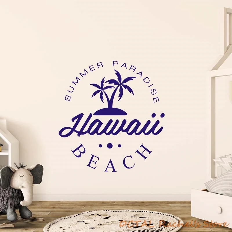 Летний рай гавайский наклейка &quotпляж&quot силуэты пальм Чайка птичка для