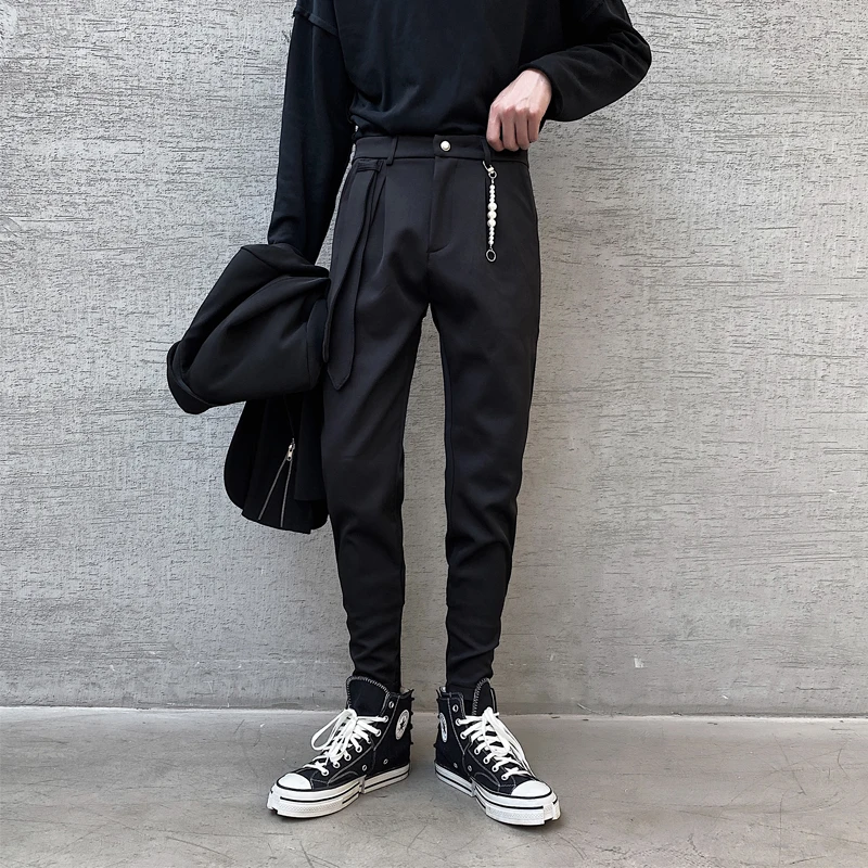 Брюки-Карандаш мужские классические темные повседневные модные штаны маленькие