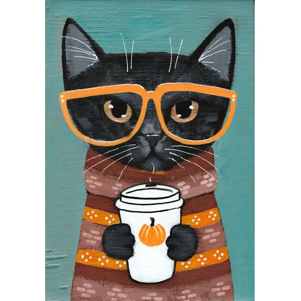 

Full Square/Round Drill 5D DIY Diamond Painting "Cartoon Coffee cat" 3D Embroidery Cross Stitch 5D Home Decor Gift