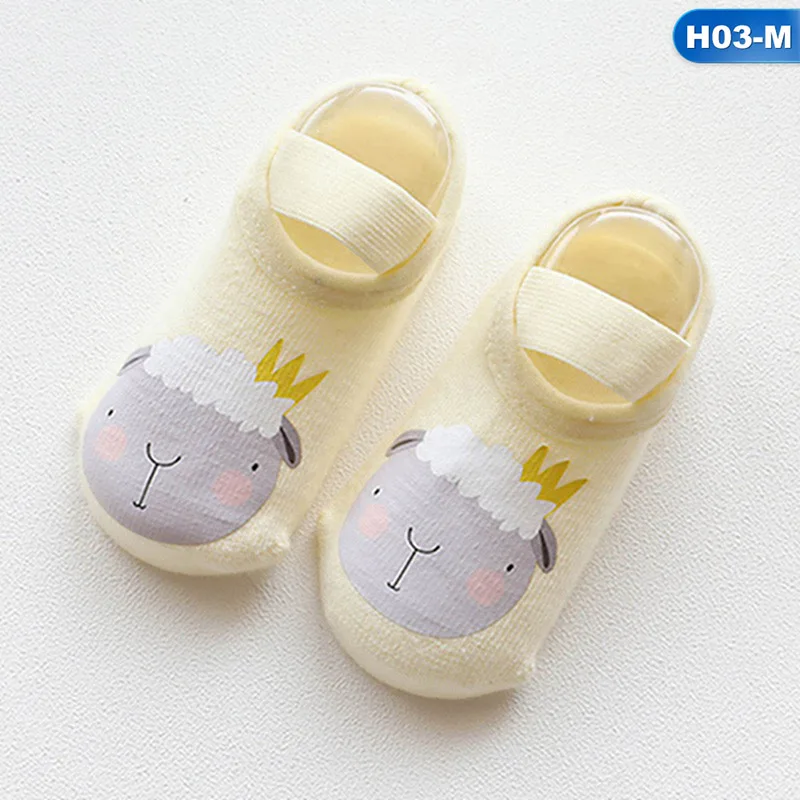 H03 Весенне-осенние носки с милым рисунком кролика для новорожденных 0-3 лет мягкие хлопковые нескользящие носки-тапочки для маленьких мальчиков и девочек - Цвет: H03