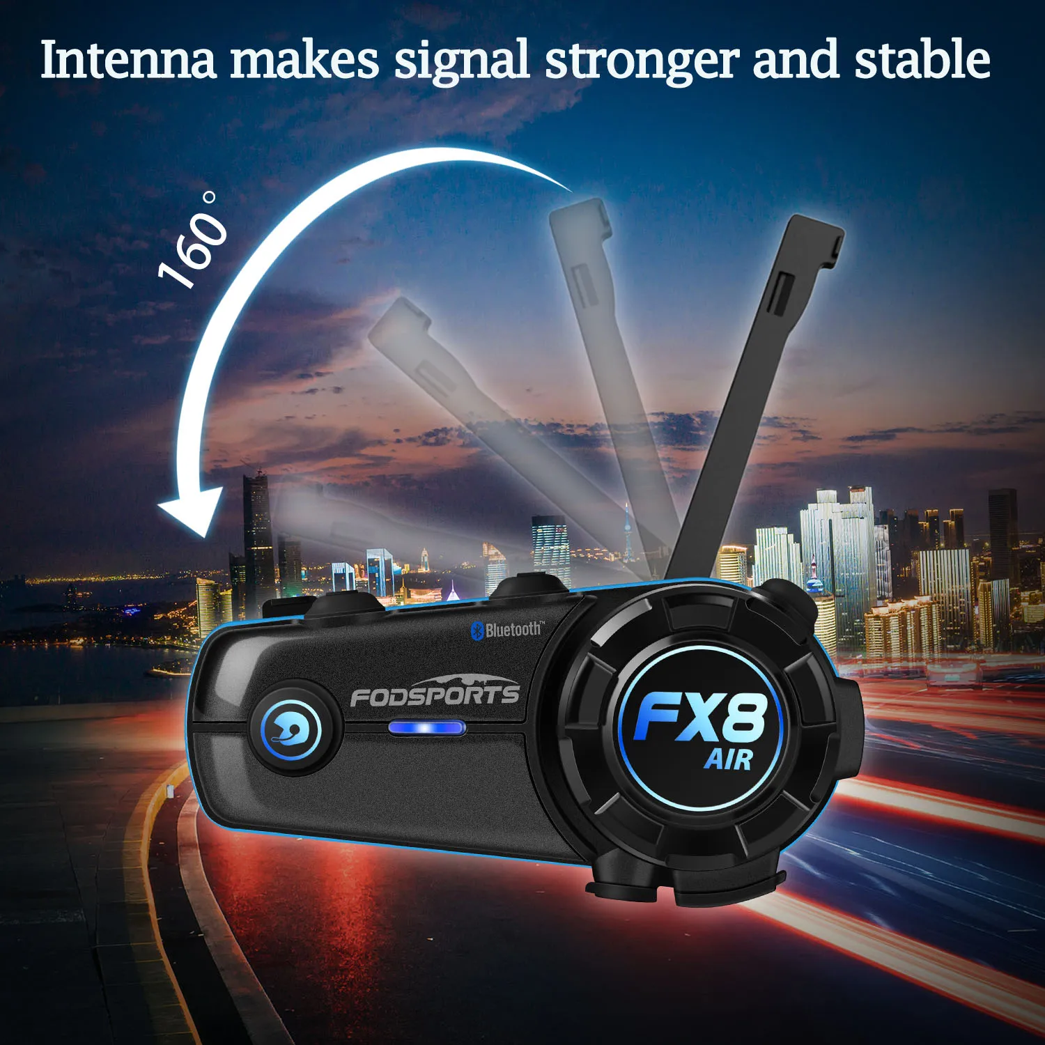 

Fodsports FX8 Air Intercom Motorcycle 2 Riders 2000M Helmet Headset Signal Stronger Intercomunicador Moto Bass Midrange Treble