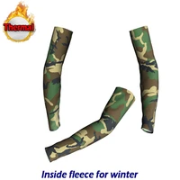 outdoor winter fleece warm cycling arm sleeves mtb sport elbow pads fitness arm covers running basketball bike 1 pair quality