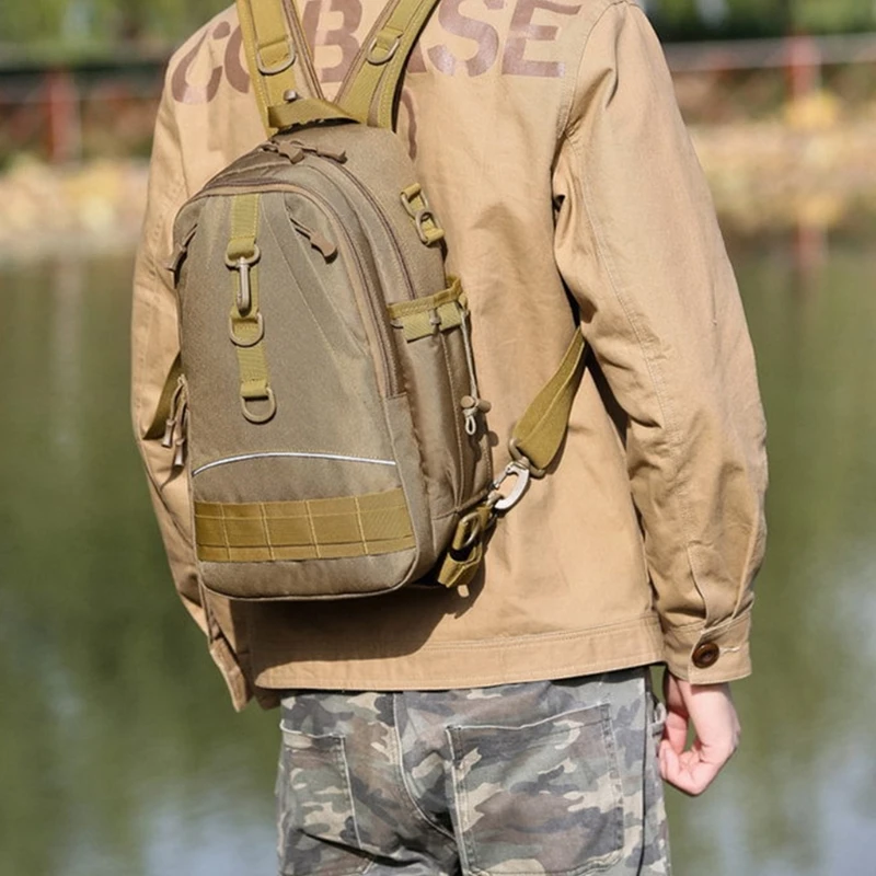 

Outdoor Fishing Tackle Bag Backpack with Rod Holder Waterproof Shoulder Crossbody Fish Lures Gear Utility Waist Package