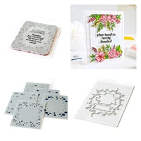 happy blooms frame metal cutting dies and silicone stamps stencil for scrapbooking album decoration craft for diy greeting card
