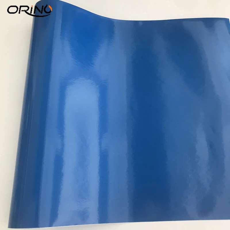 Глянцевая синяя виниловая пленка PVC с клеевой основой светло-глянцевая автомобильная обертка с возможностью высвобождения воздуха для гоночных мотоциклов, скутеров и наклеек.